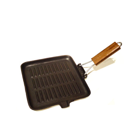 Plancha Grill Cuadrada de Hierro con Mango Negra