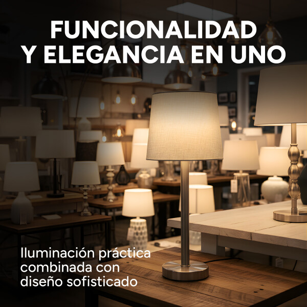 Lampara De Escritorio Mesa Portátil 220V Con Puerto Usb Color Plateado