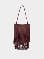 Bolso Bombonera Con Flecos Largos burdeos