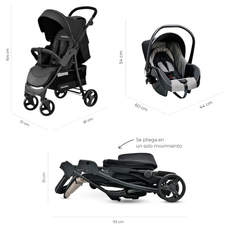Cochecito Plegable y Huevito Carestino City Travel + Accesorios Gris Melange