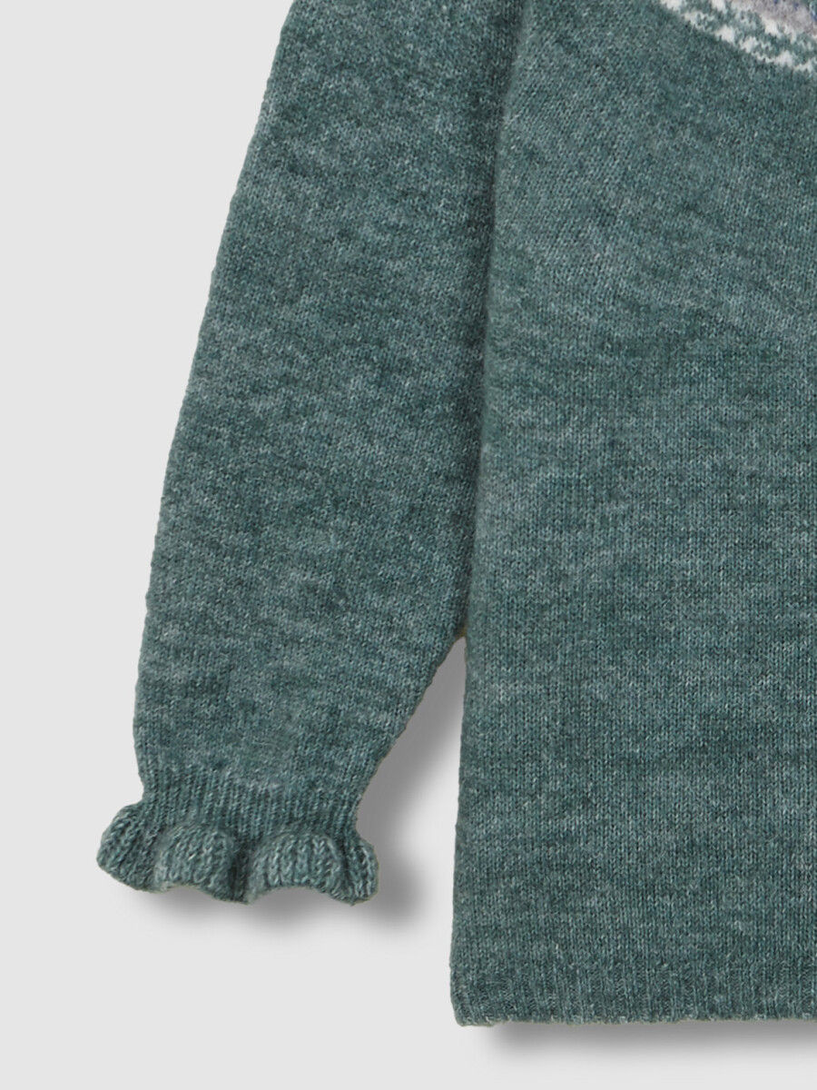 Chaqueta De Greca Con Volante En El Cuello Verdoso