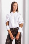 Camisa Puño Lino Blanco Con Camel