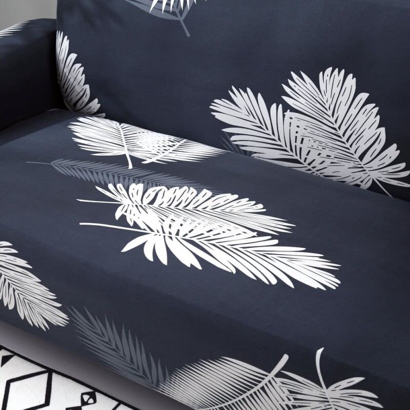 Funda sillón 3 cuerpos estampada Hojas Grises