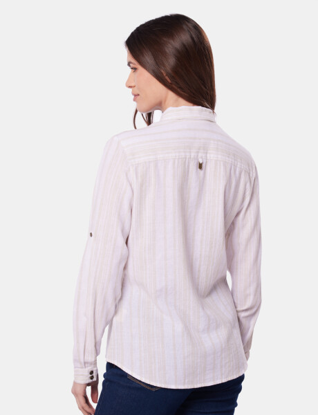 CAMISA DE LINO RAYADA Beige