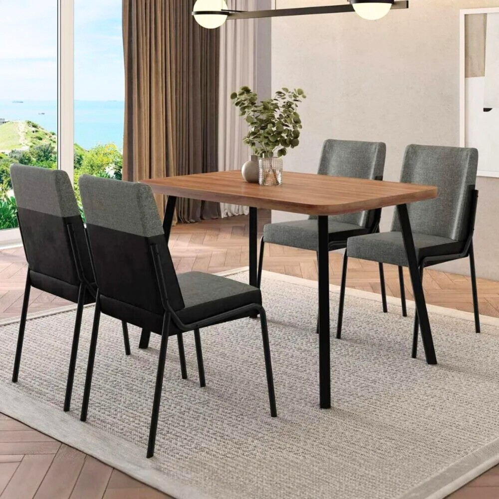 Juego de Comedor Stellar Hug Rectangular 4 sillas Negro