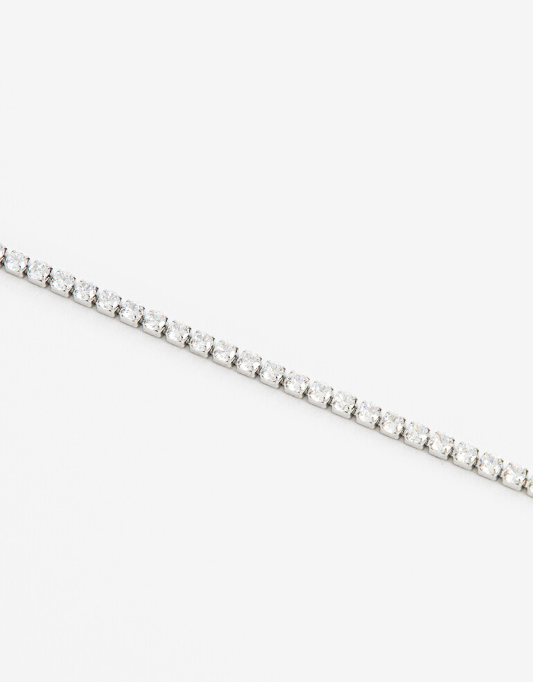 Pulseras Flexibles Strass Pulsera Tennis De Acero - Plateado