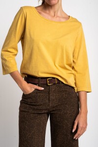 Remera Lavada Manga 3/4 Amarillo Pastel