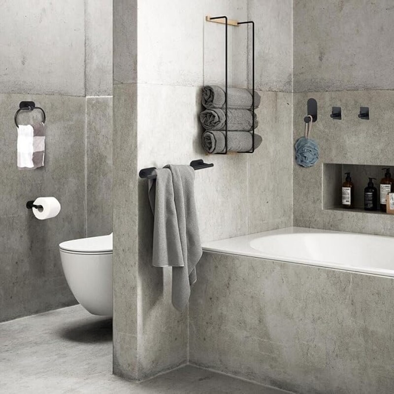 Juego accesorios adhesivos para baño 4 piezas acero inoxidable Juego accesorios adhesivos para baño 4 piezas acero inoxidable