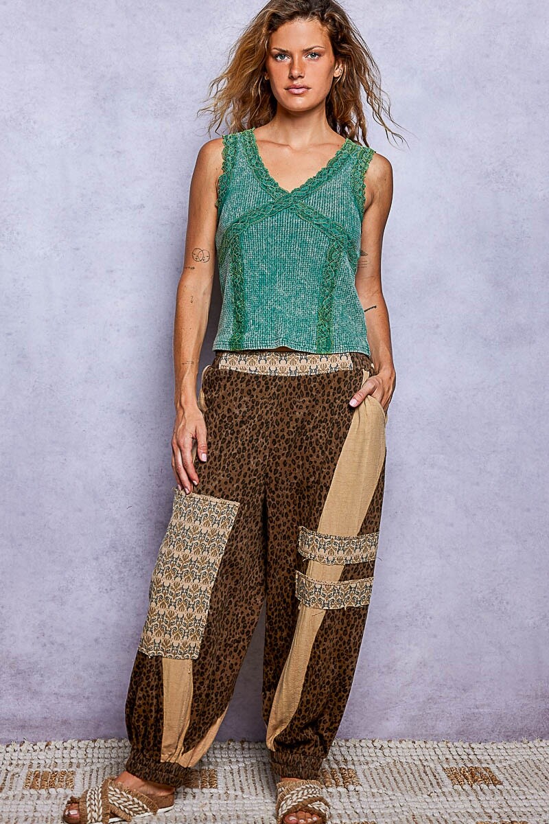 PANTALON PATCHWORK Leopardo