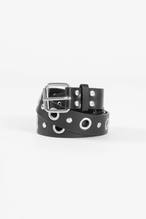 Cinturón ojalillos y tachas negro