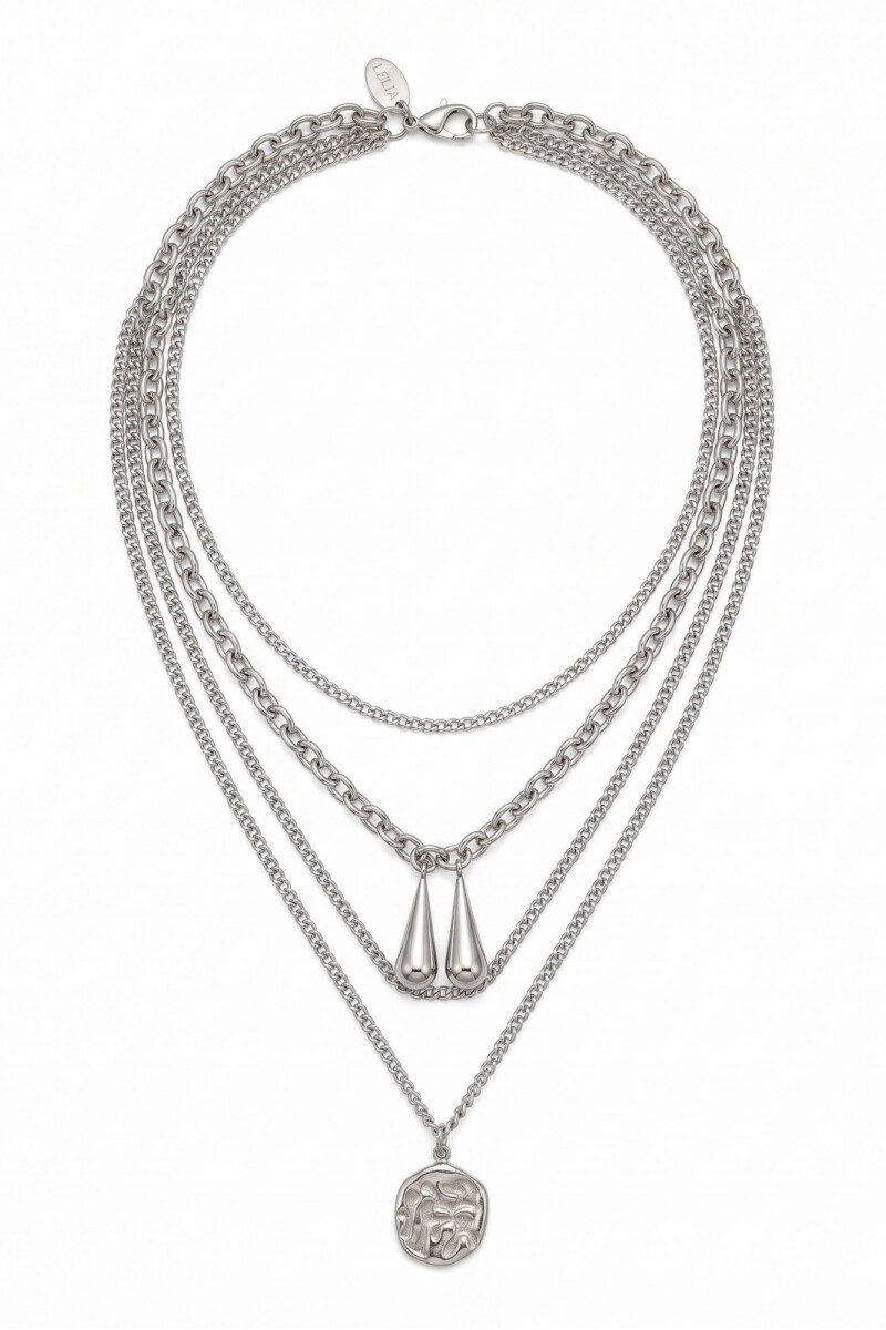 Collar de acero boho plateado