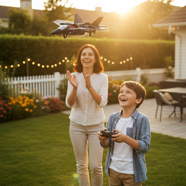 Avión Drone Jet Control Remoto 360° Recargable Espuma 2 Bats Color Azul