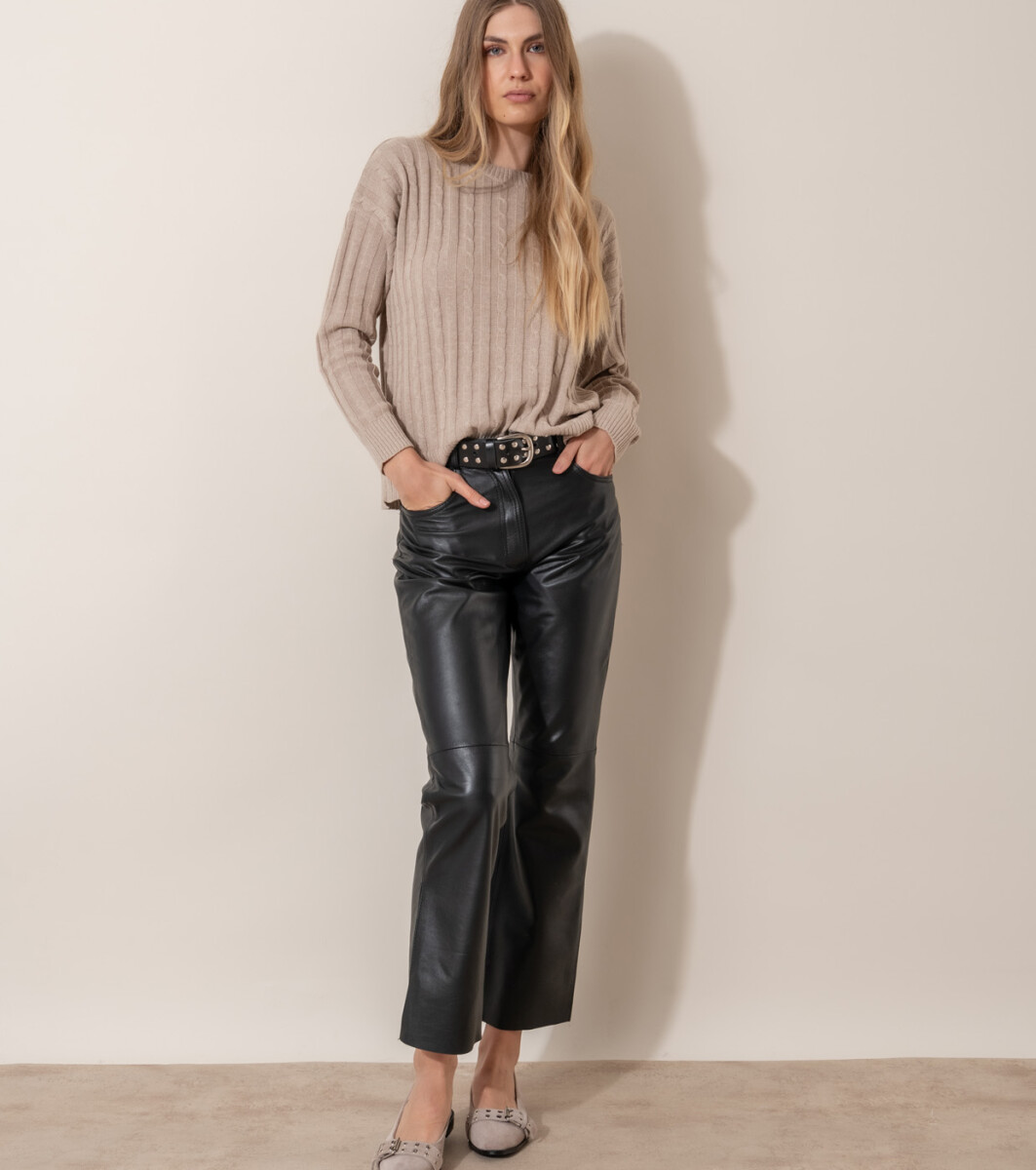 Pantalón de cuero - Negro 