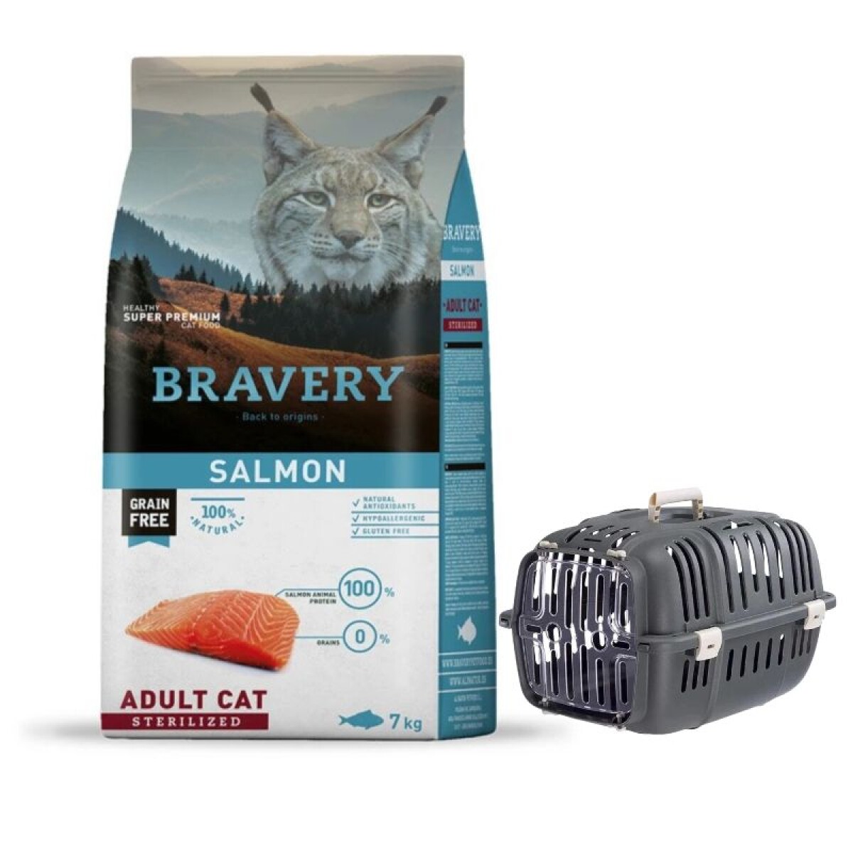 Bravery Salmon Adult Cat Sterilized - 7 kg + Transportadora JET10 de Obsequio! 