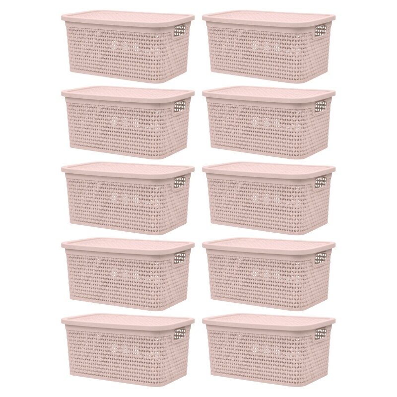 Set x10 caja simil ratán 4 lts ROSADO