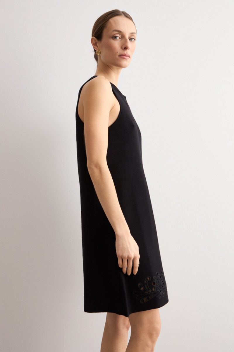 Vestido tejido calado negro