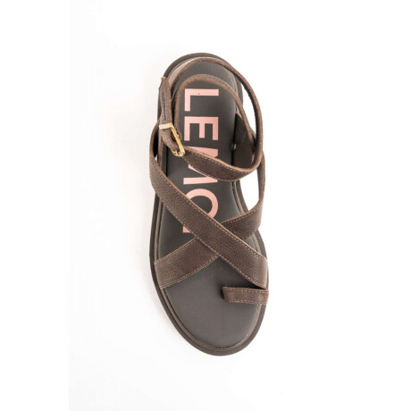 Sandalias Tiras Cruzadas Cuero Chocolate