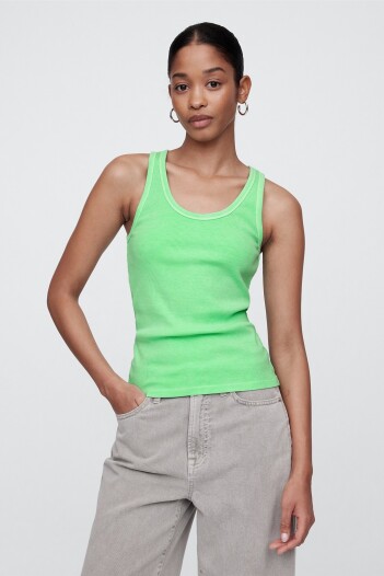 Musculosa Rib Mujer Neon Lime Green