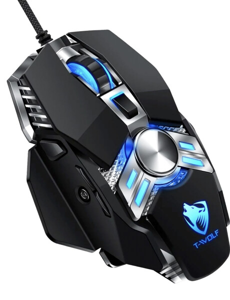 Mouse gamer cableado T-Wolf V10 6400DPI peso ajustable Negro