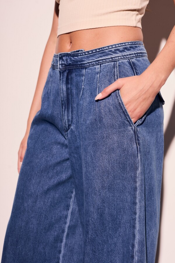 Jean Tiro Bajo Pinzas Denim