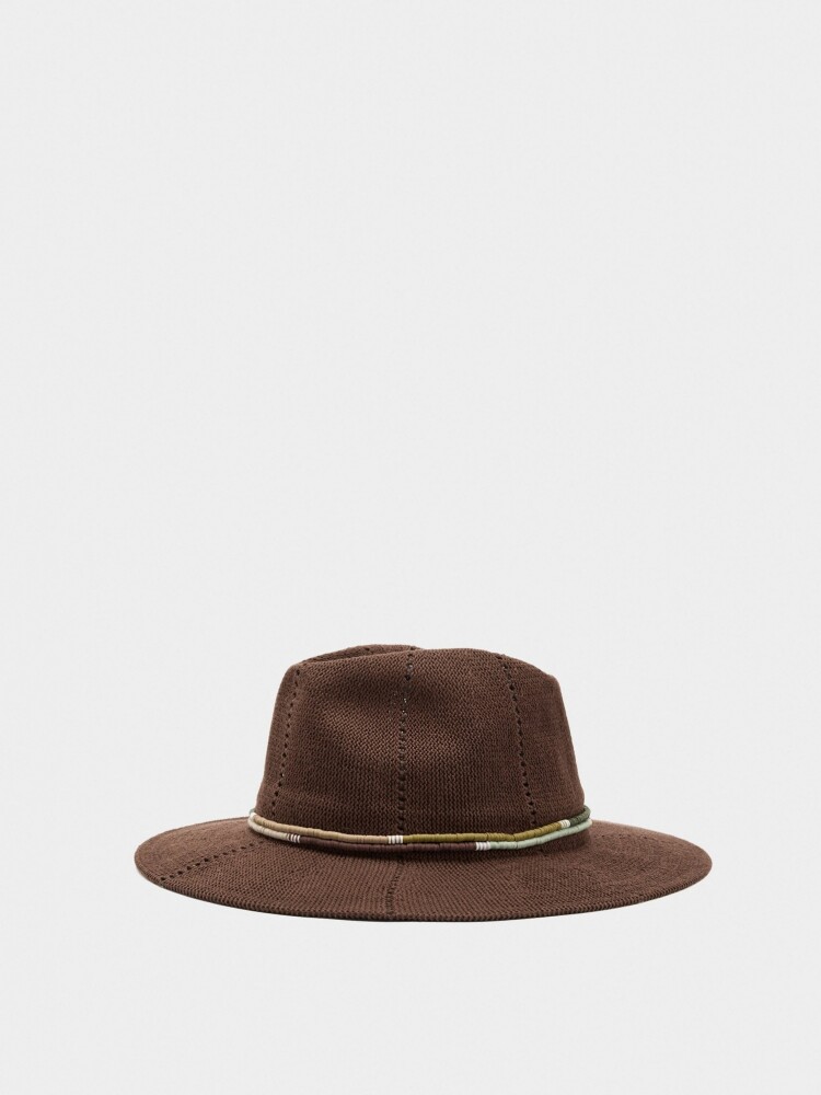Sombrero De Punto Con Detalle De Cuentas marron