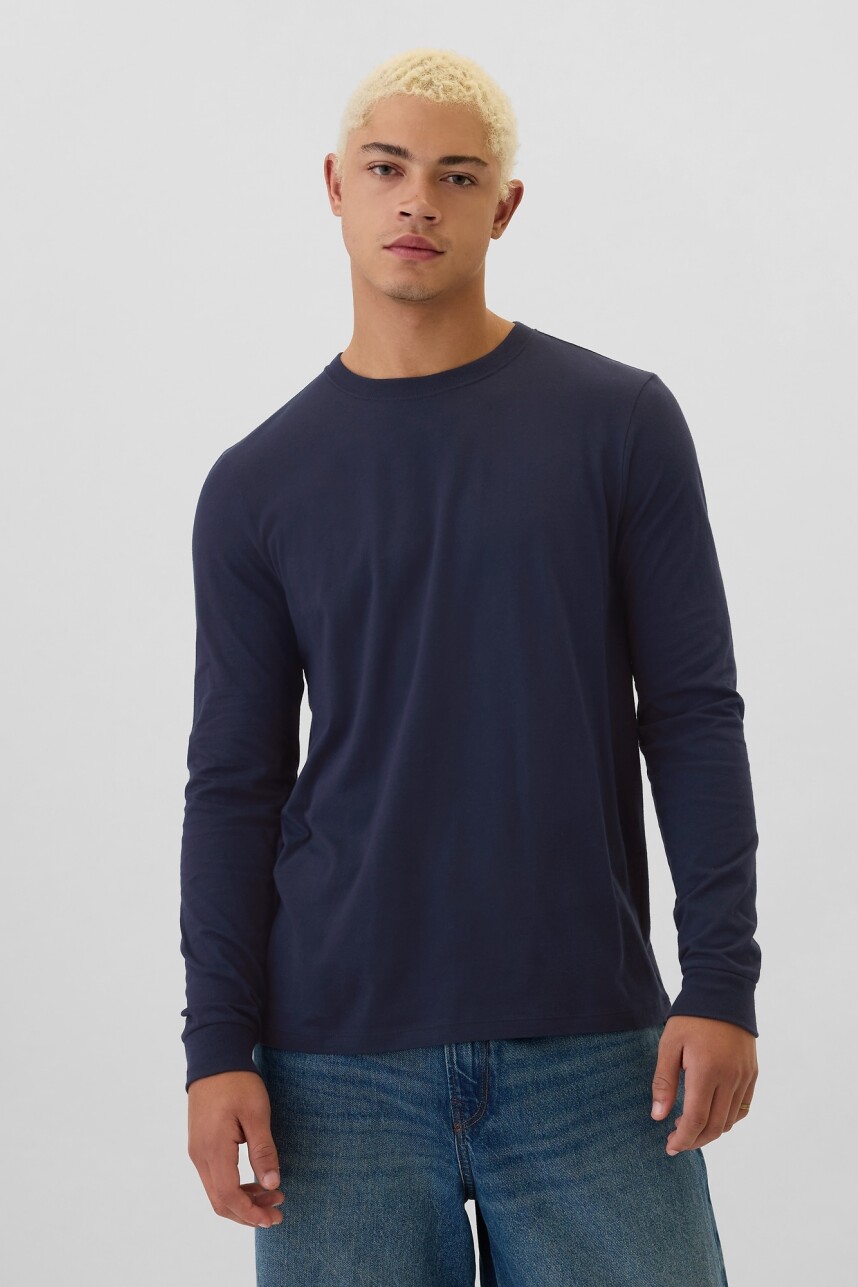 Remera Basica Cuello Redondo Manga Larga Hombre Tapestry Navy