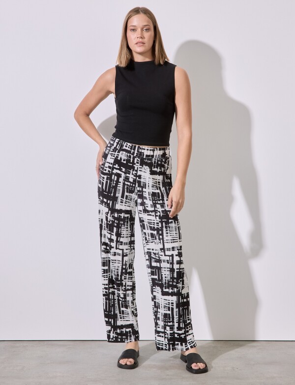 Pantalon Plisado NEGRO/BLANCO