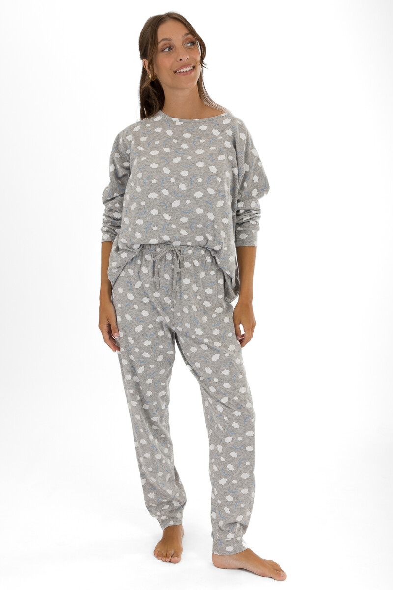 Pijama positive cloud - Gris melange 