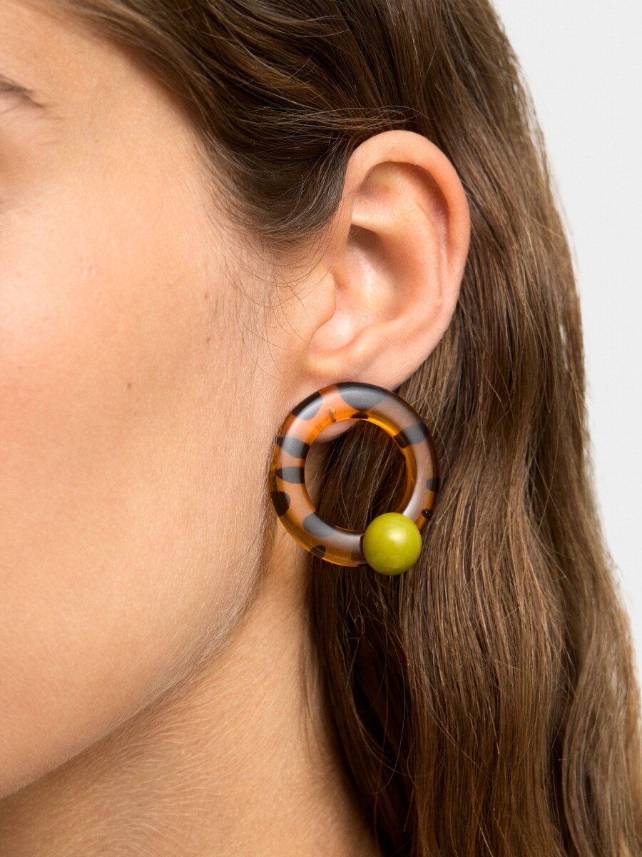 Pendientes De Aro Con Esfera multicolor