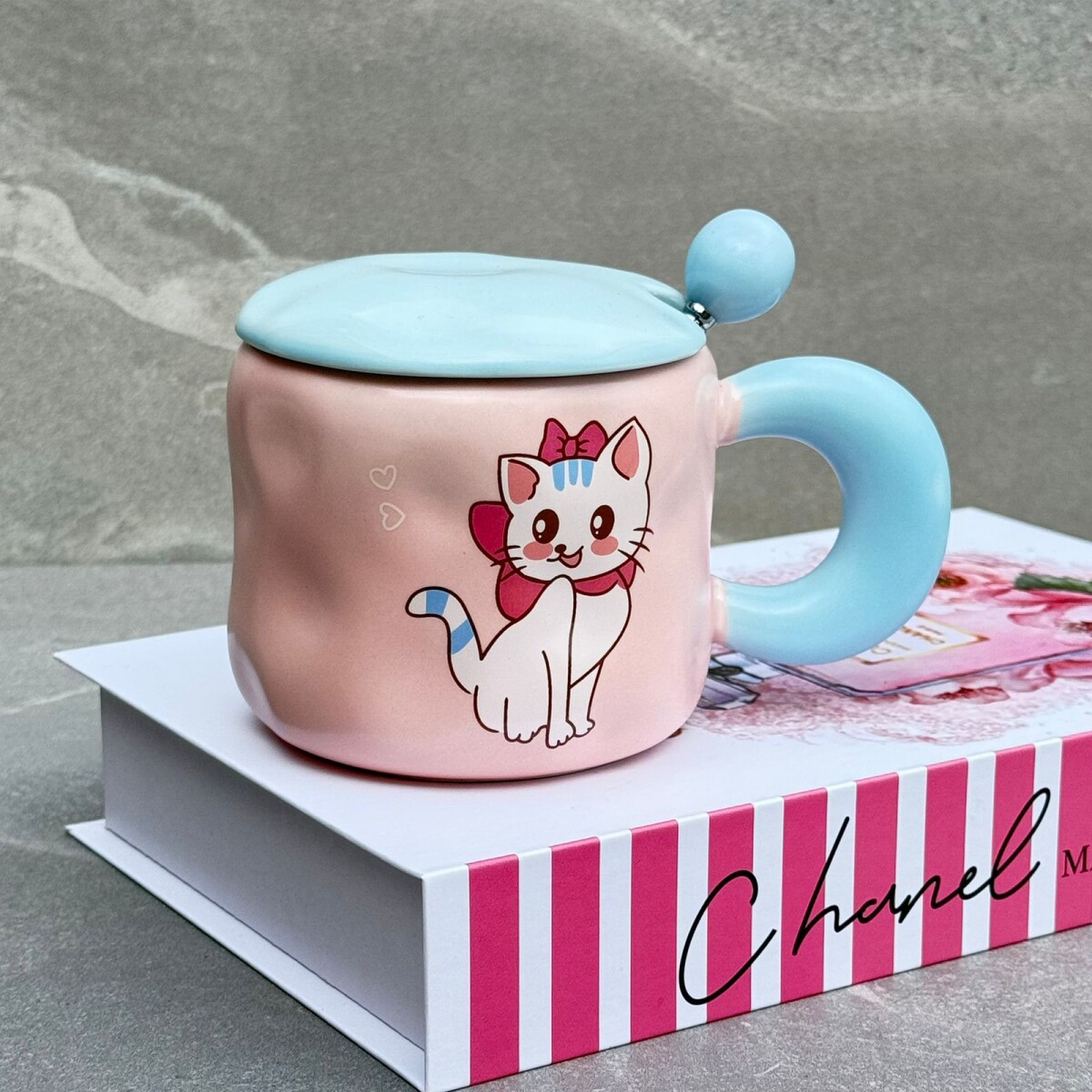 Taza De Cerámica Cat Con Cucharita 440 ml. 