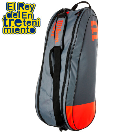 Bolso Raquetero Wilson Team Profesional P/ 6 Raquetas Gris-Rojo