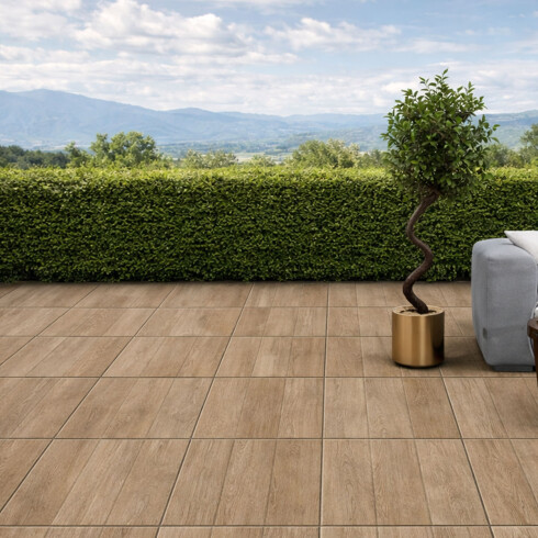 Ceramica maderada Antideslizante 61x61Cm piso exterior GAMAS DE MARRON