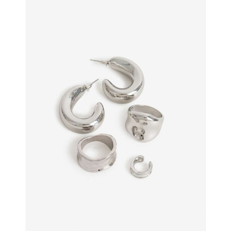 Bijou Set Metal Plateado Rodio