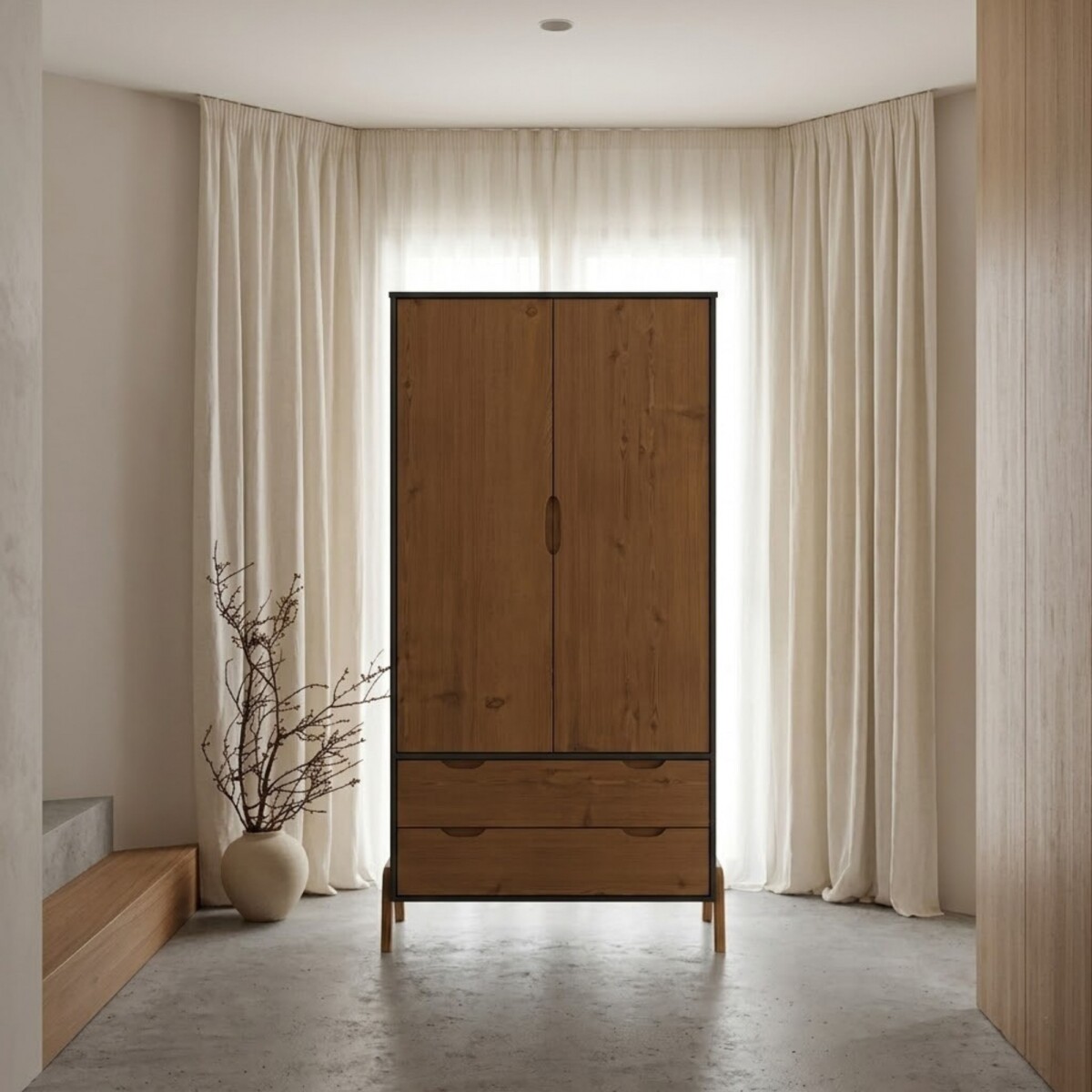 Ropero 2 puertas Linea Veneza - Grafito/Miel 