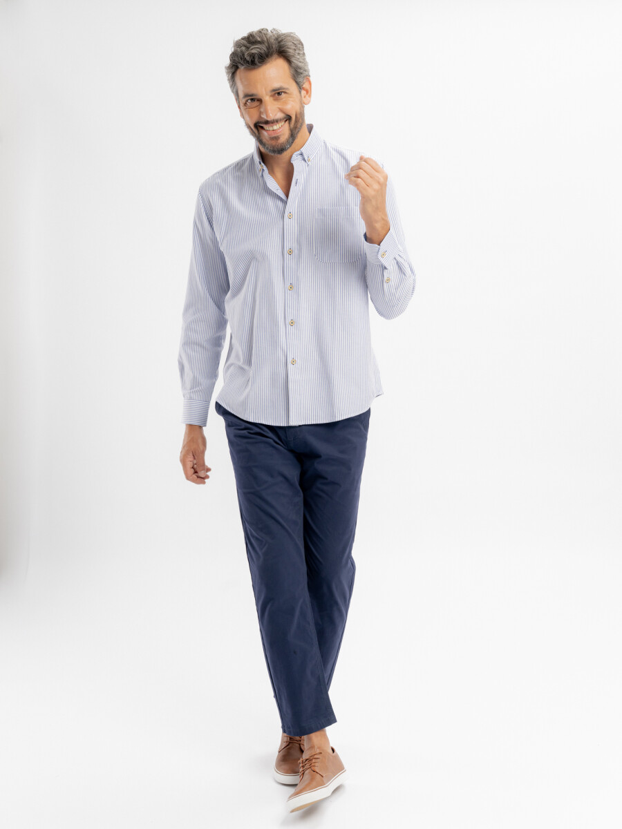 Camisa m/l oxford rayada - azul 