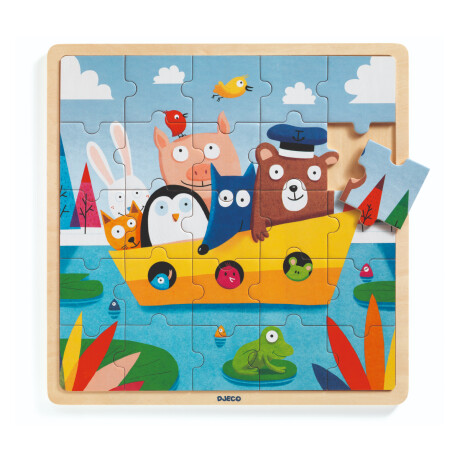 Puzzle Bote Con Animales Unica