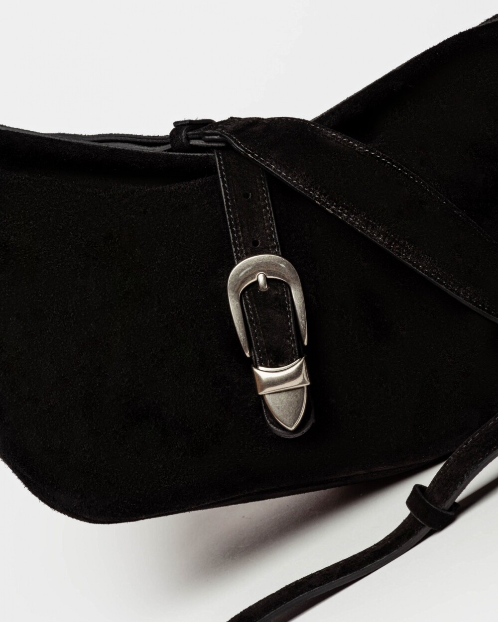Bolso Bambu en cuero gamuza Negro