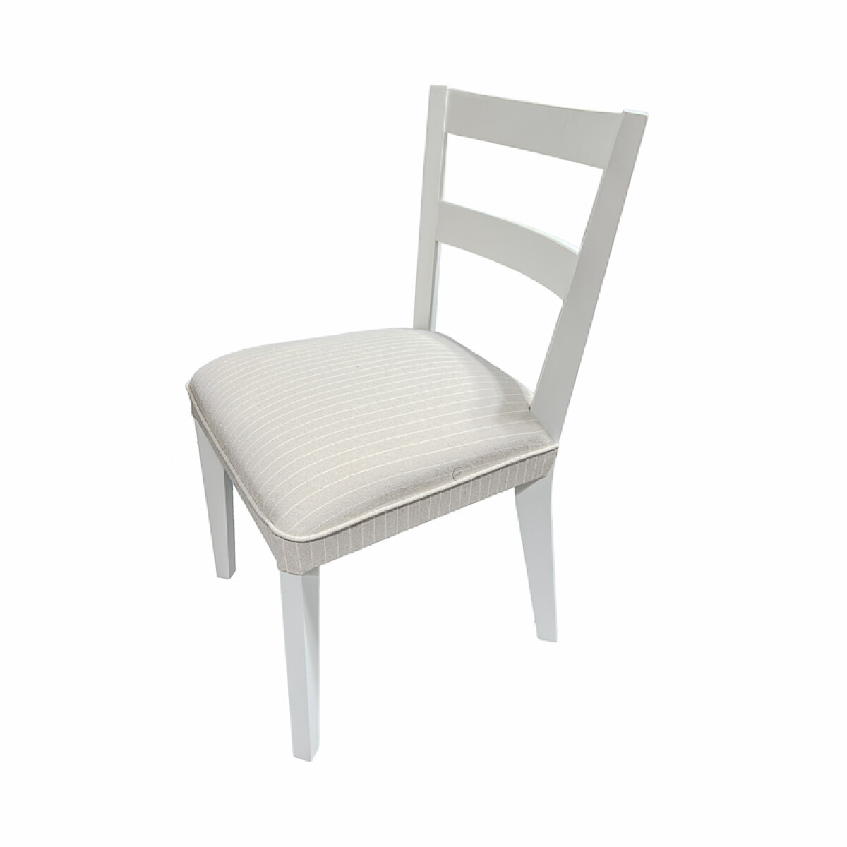 SILLA BAJA - LACA BLANCA - TELA BEIGE RUSTICA CON RAYAS 