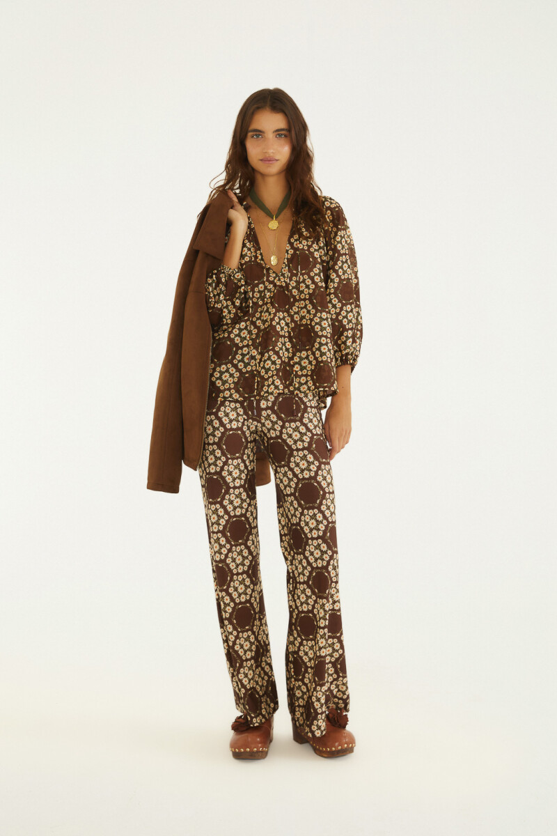 PANTALON ESTAMPADO Marron