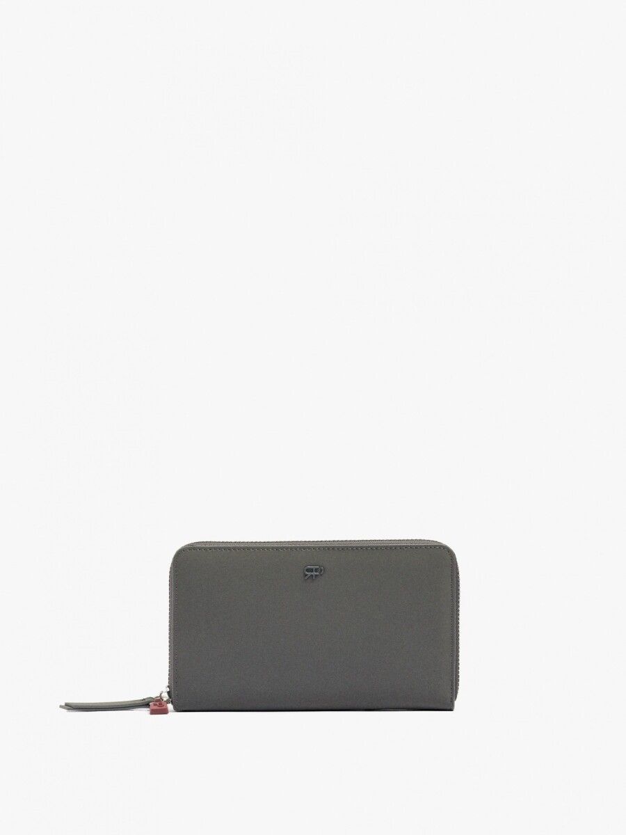 Cartera Textura Suave Con Cierre De Cremallera gris