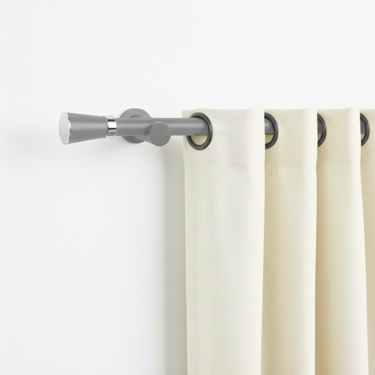 Barrote cortina de metal 2 m + 2 Soportes - PLATEADO 