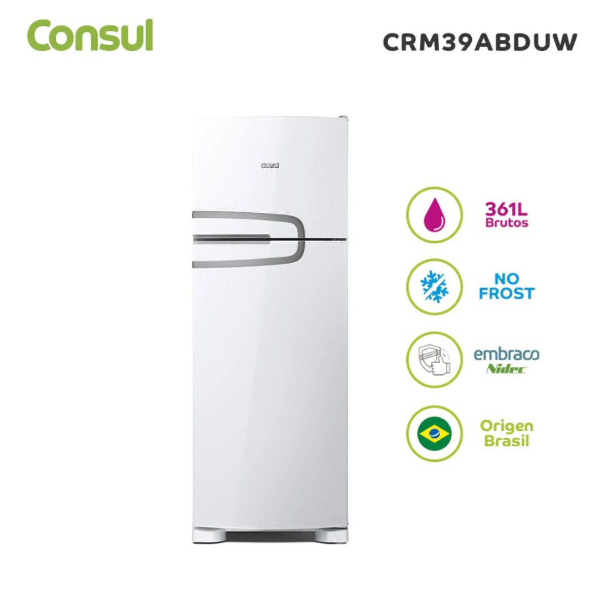 Heladera 361 L Blanca No Frost CRM39ABDUW Consul 