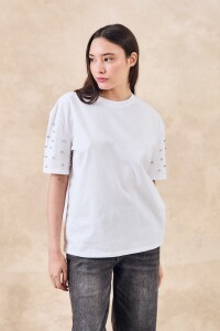 Remerón Algodón Brillo Mangas Blanco