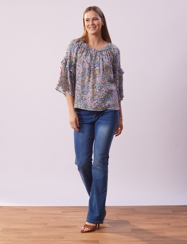 Blusa Printed MULTI/AZUL