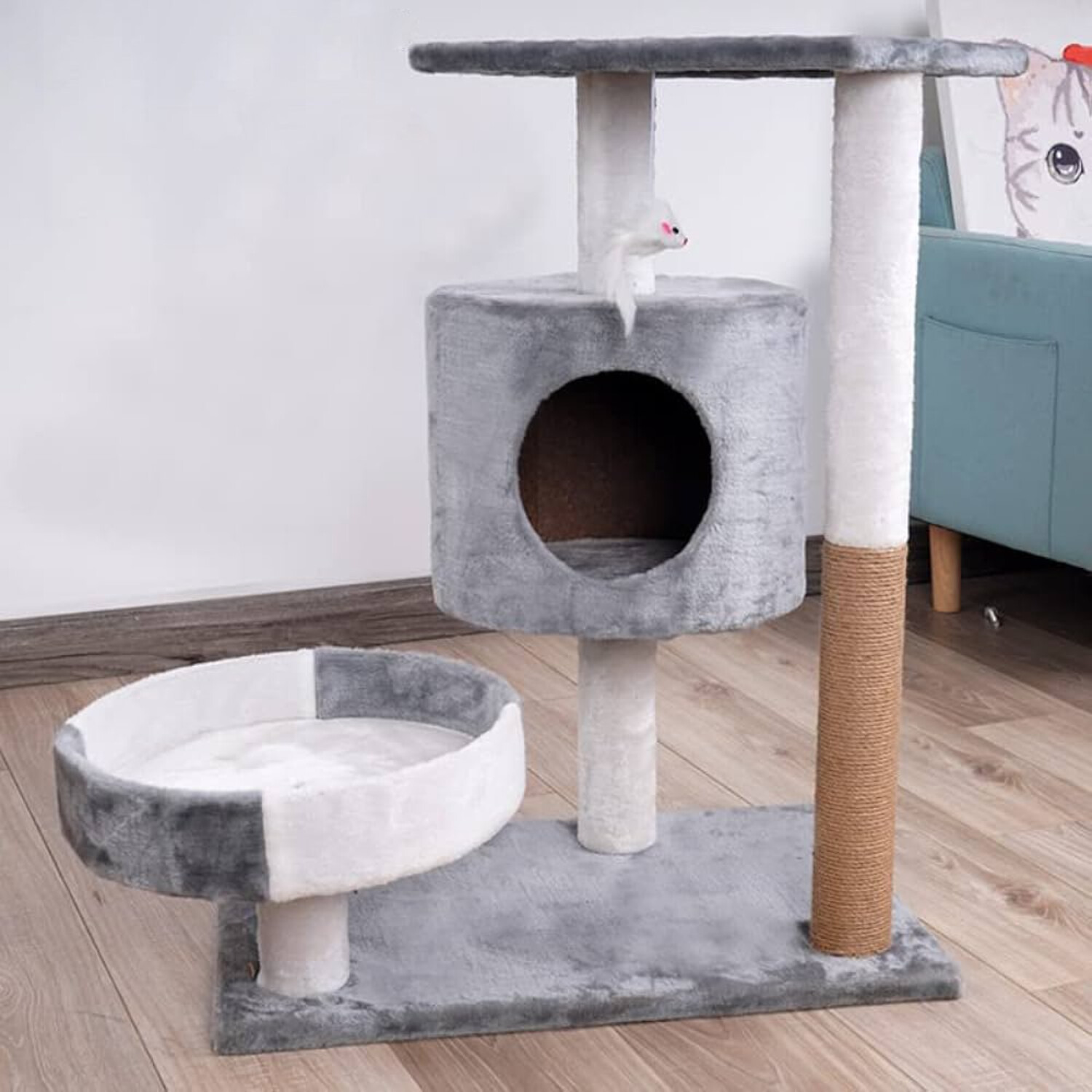 Gimnasio Rascador Para Gatos 3 Torres 2 Cajas 130x50 Cm – Ergonomus CO