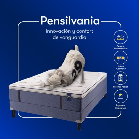 Conjunto Sommier Pensilvania - 1 Plaza y media 1.10 x 1.90