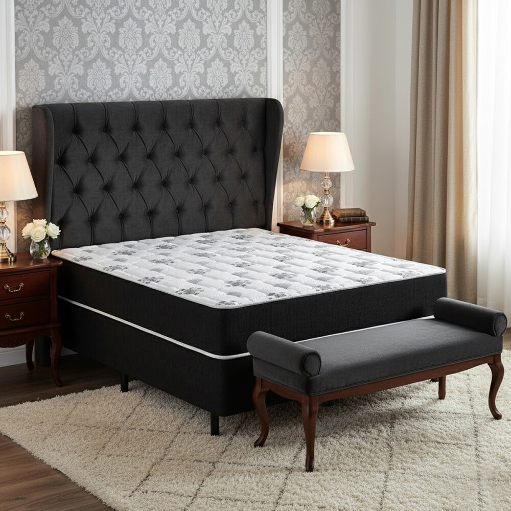 SOMMIER 2 PLAZAS BASE CAMA COLCHÓN REVERSIBLE ANTIÁCAROS SOMMIER 2 PLAZAS BASE CAMA COLCHÓN REVERSIBLE ANTIÁCAROS