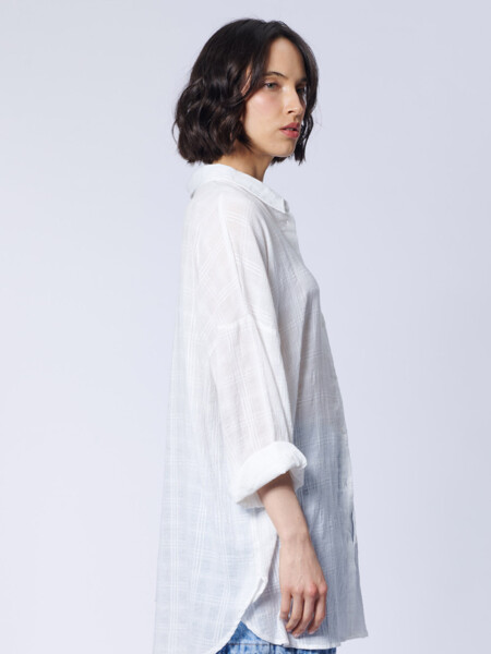 Camisa Manga larga Oversize Textura Blanco