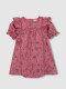 Vestido Estampado De Flores Con Volantes Rosa