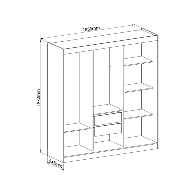 Ropero Lyon 3 Puertas Correderas 2 Cajones Titanio/Duna Ropero Lyon 3 Puertas Correderas 2 Cajones Titanio/Duna